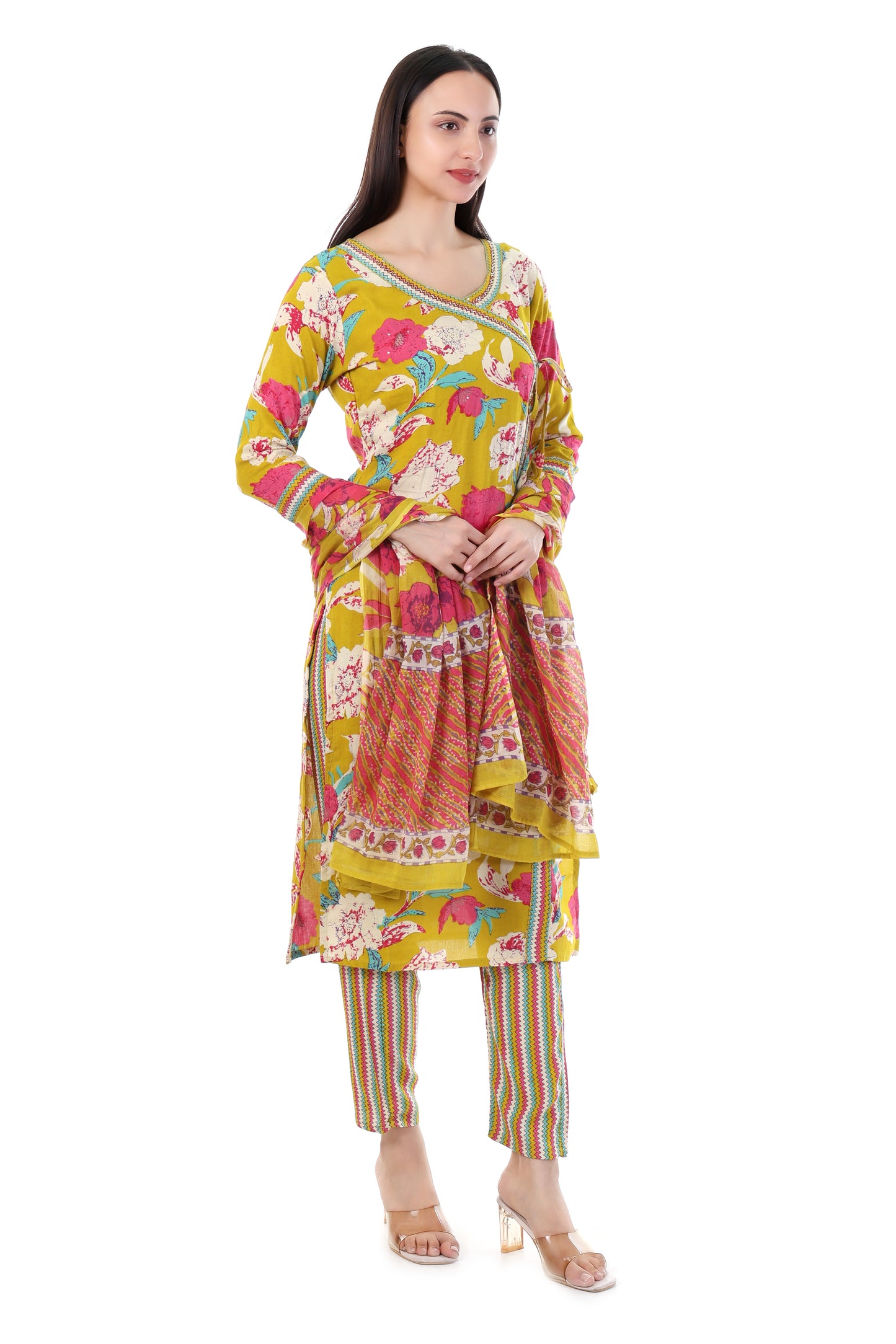 Aabroo Mustard Kurti Set